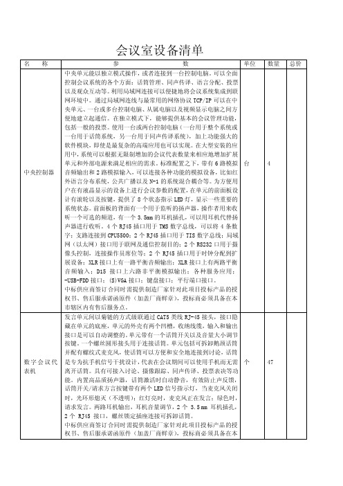 会议室设备清单