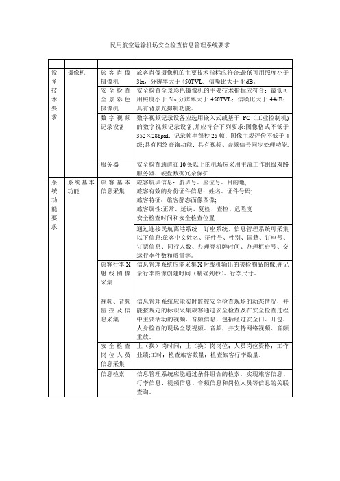 机场安检信息管理系统要求