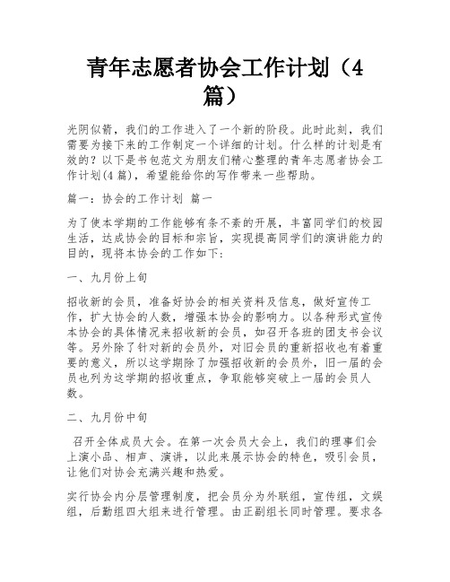 青年志愿者协会工作计划(4篇)