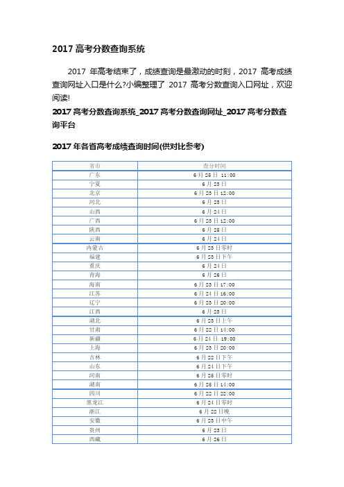 2017高考分数查询系统