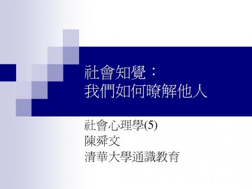 社会知觉：我们如何暸解他人