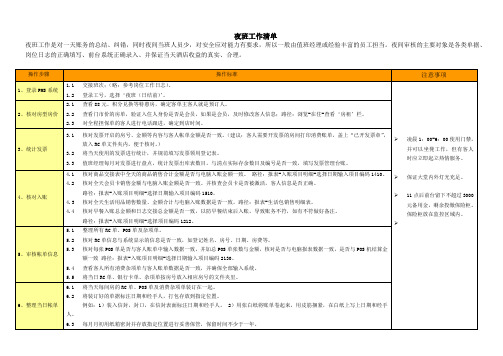 酒店夜班工作清单