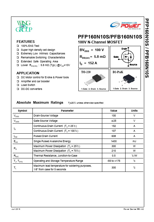 Datasheet_PFP160N10S_PFB160N10S_PDK