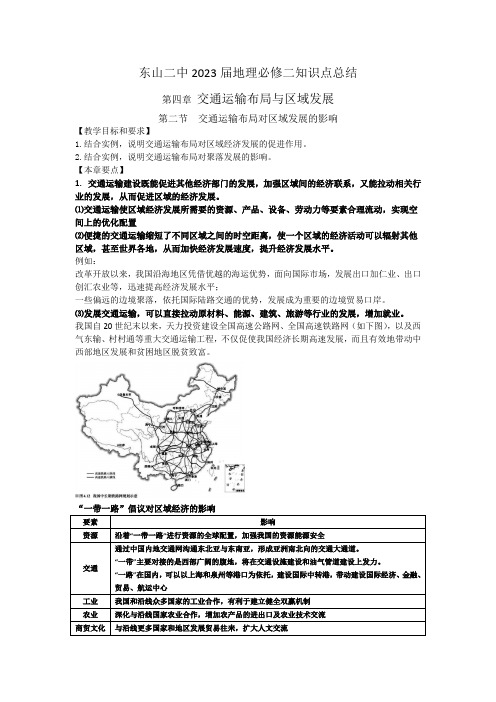 第四章第二节交通运输布局与区域发展知识点总结-2020-2021学年高一地理人教版（2019）必修二