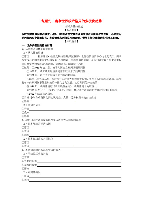 高中历史《专题九 第二课 新兴力量的崛起》学案 人民版必修1