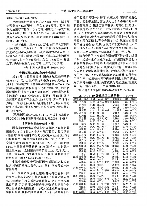 全国豆粕、玉米、鱼粉价格统计