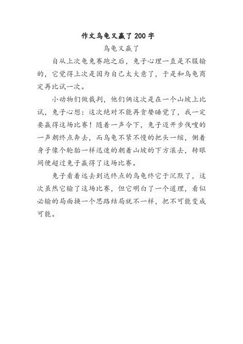 作文乌龟又赢了200字