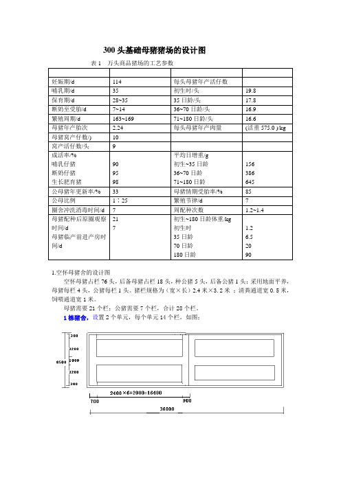 300头母猪规模的猪场设计及猪舍结构图[1]