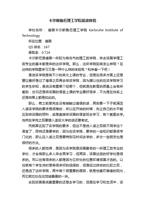 卡尔斯鲁厄理工学院就读体验