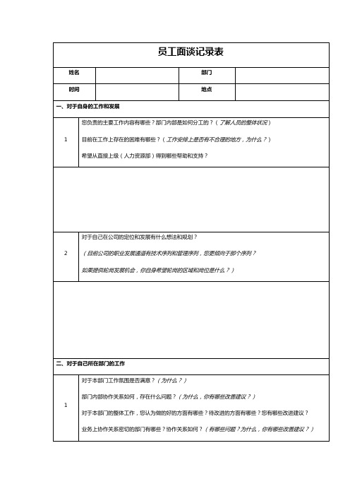 员工访谈记录表