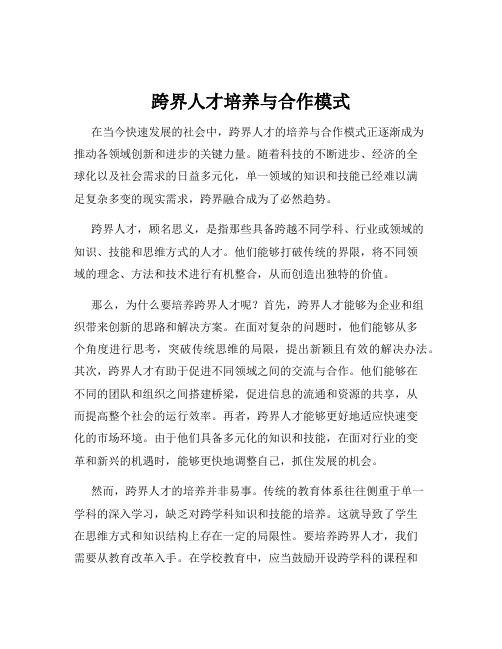 跨界人才培养与合作模式