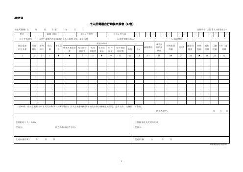 个人所得税自行纳税申报表(A表)