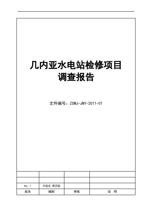 水轮发电机组检修参考项目与主要技术指标