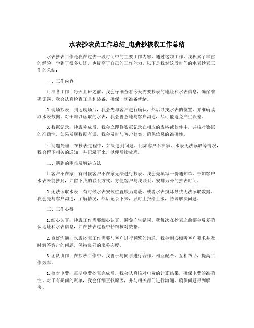 水表抄表员工作总结_电费抄核收工作总结