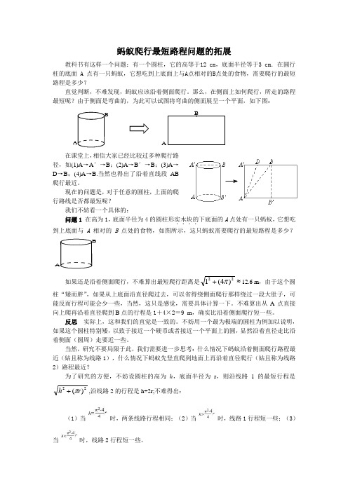 蚂蚁爬行最短路程问蚂蚁爬行最短路程问题