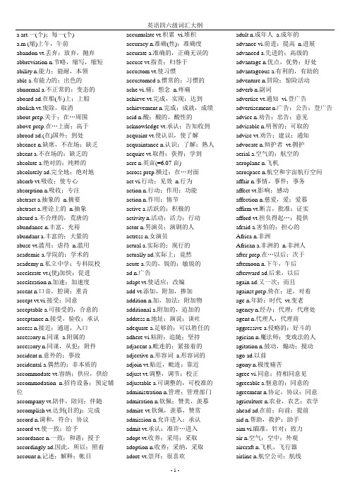大学英语四六级词汇完整打印版