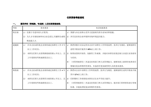 任职资格等级规范