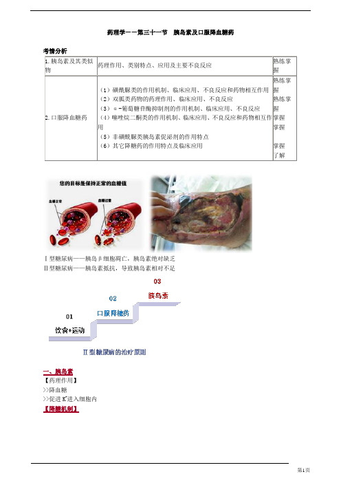 初级药师-药理学-胰岛素及口服降血糖药(8页)