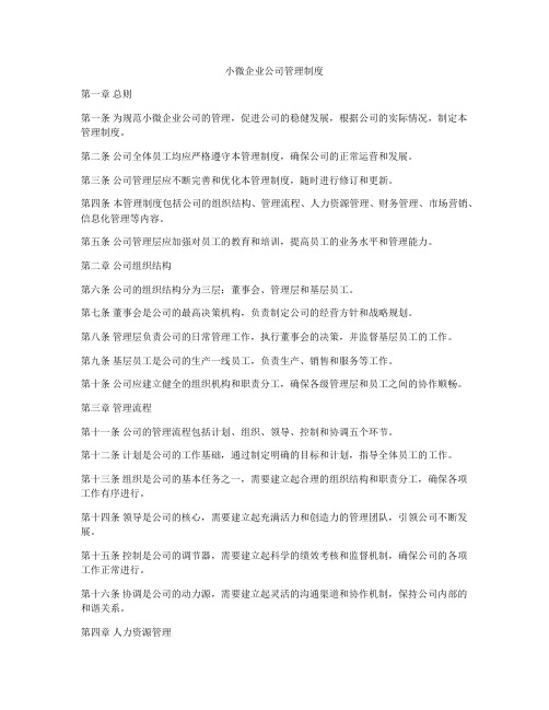 小微企业公司管理制度