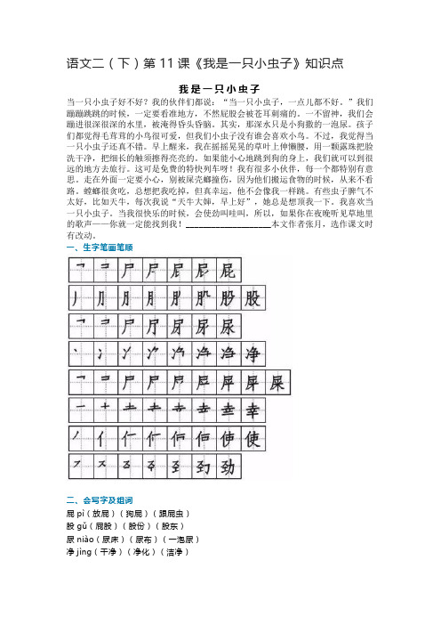 语文二(下)第11课《我是一只小虫子》知识点