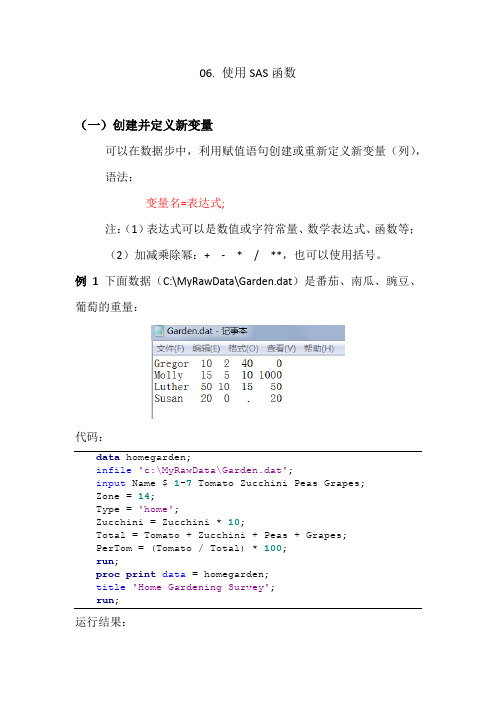 SAS学习系列06. 使用SAS函数