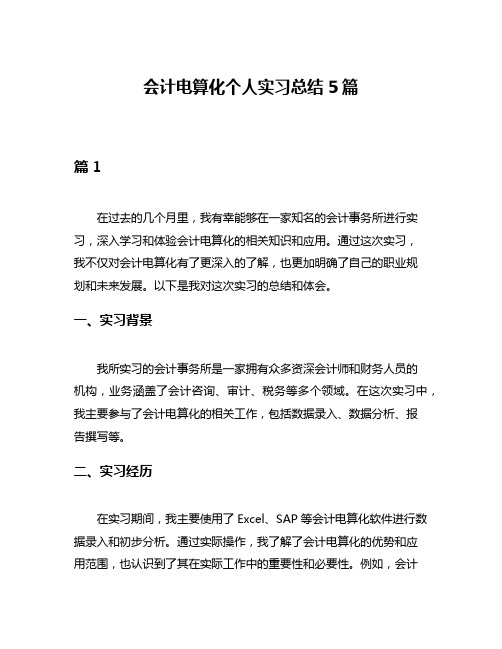 会计电算化个人实习总结5篇