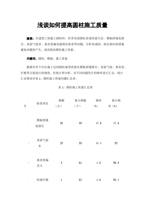 浅谈如何提高圆柱施工质量