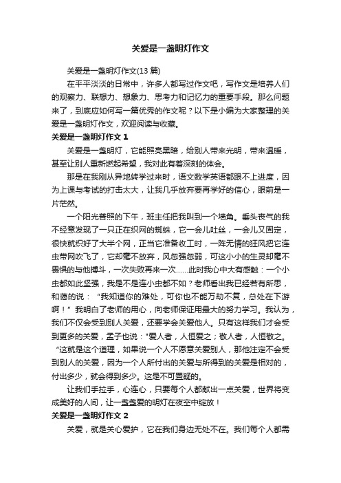 关爱是一盏明灯作文（13篇）