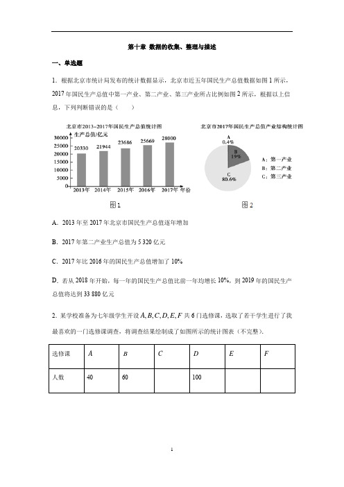 人教版七年级数学下册第十章 数据的收集、整理与描述练习(含答案)