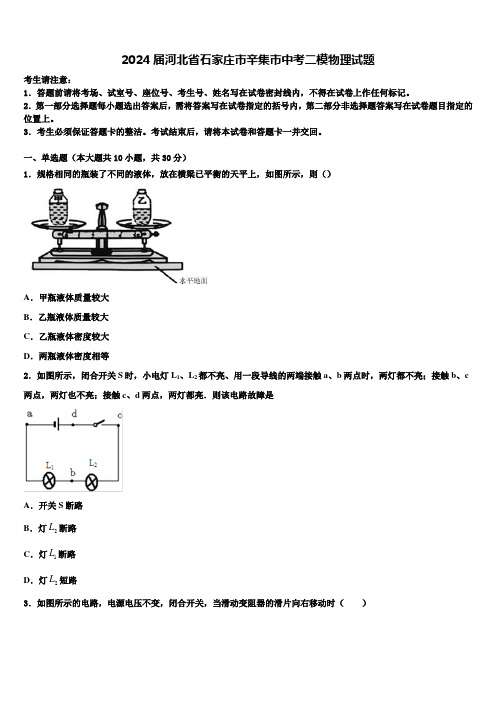 2024届河北省石家庄市辛集市中考二模物理试题含解析