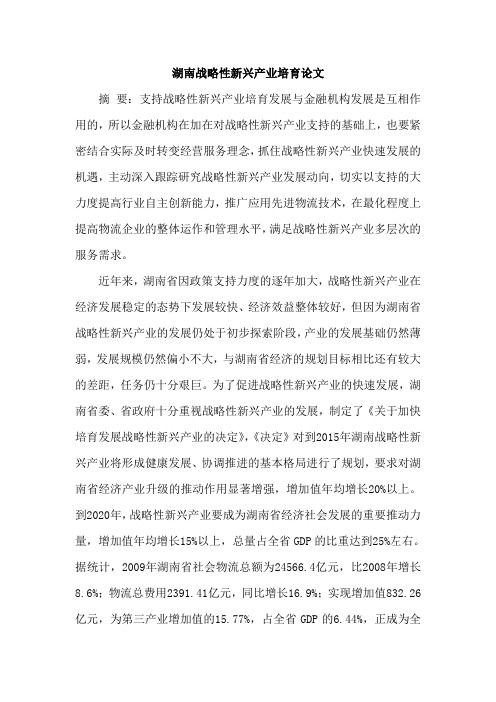 湖南战略性新兴产业培育论文