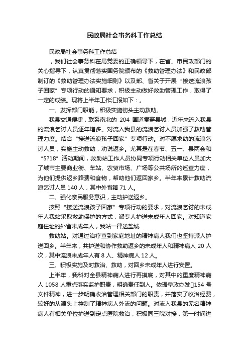 民政局社会事务科工作总结