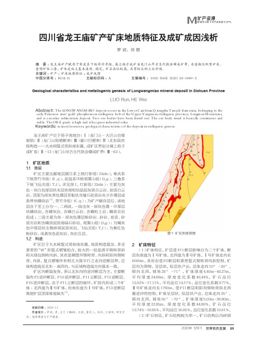 四川省龙王庙矿产矿床地质特征及成矿成因浅析