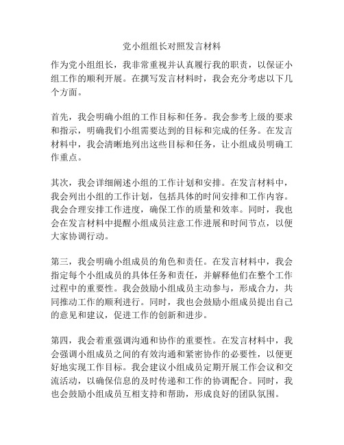 党小组组长对照发言材料