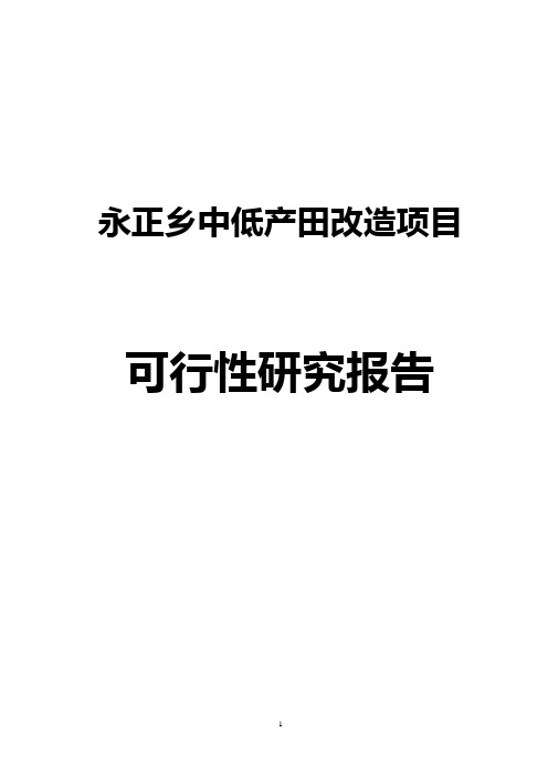 永正乡中低产田改造项目可行性研究报告