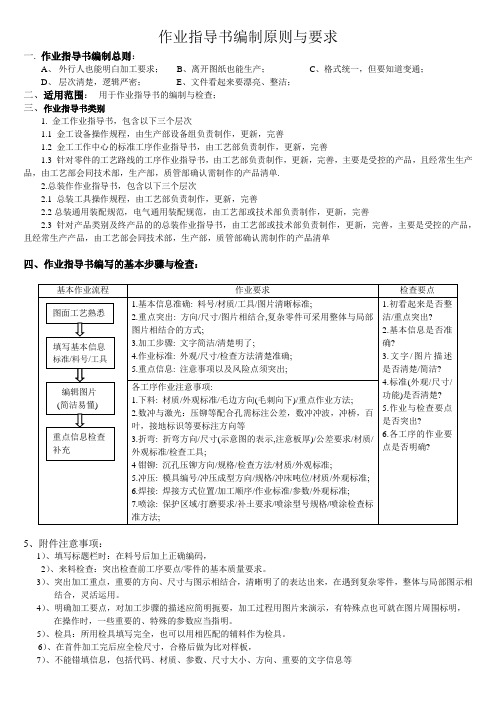 作业指导书编制原则及要求