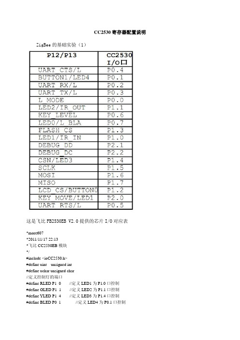 ZigBee芯片CC2530寄存器配置说明