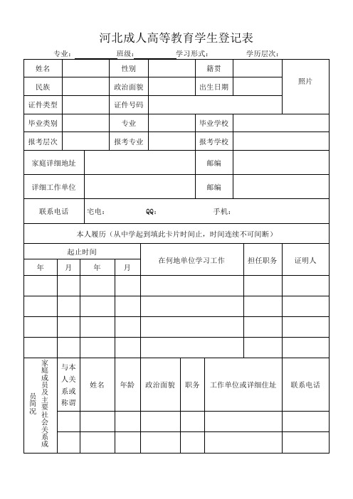 成考报名登记表