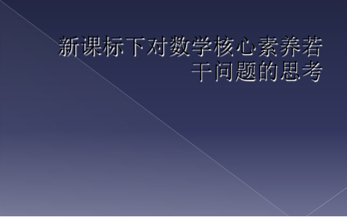 新课标下对数学核心素养若干问题的思考