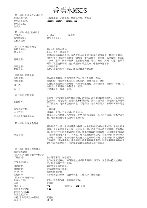 香蕉水MSDS物质安全资料表