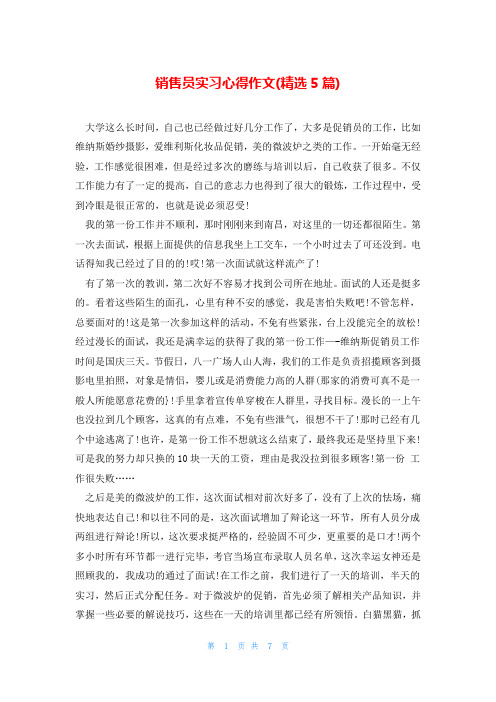 销售员实习心得作文(精选5篇)