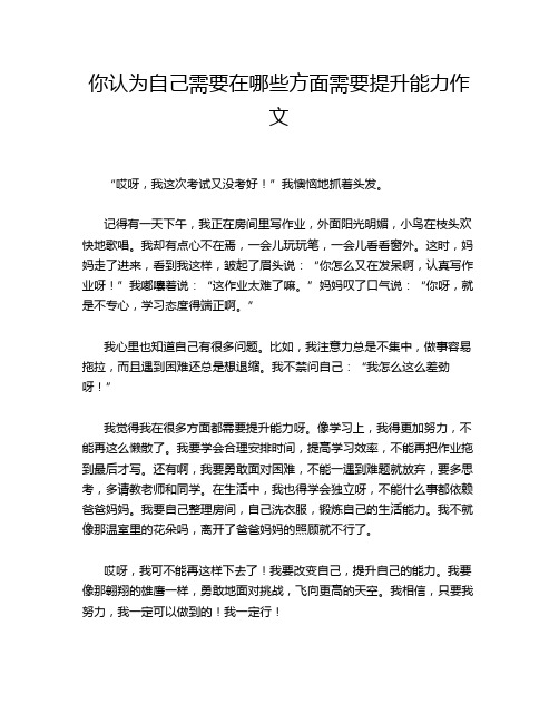 你认为自己需要在哪些方面需要提升能力作文