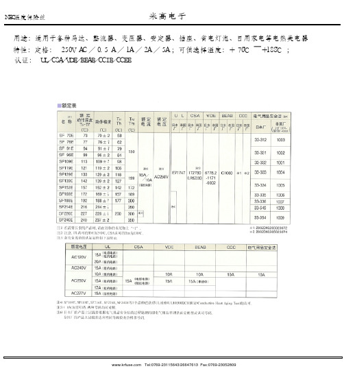 NEC温度保险丝