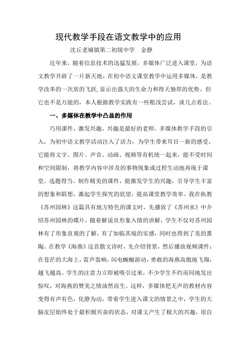 现代教学手段在语文教学中的应用