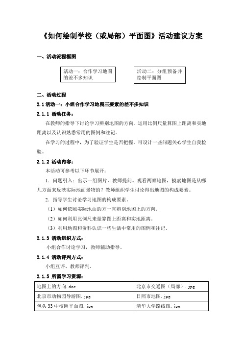 《如何绘制学校(或局部)平面图》活动建议方案