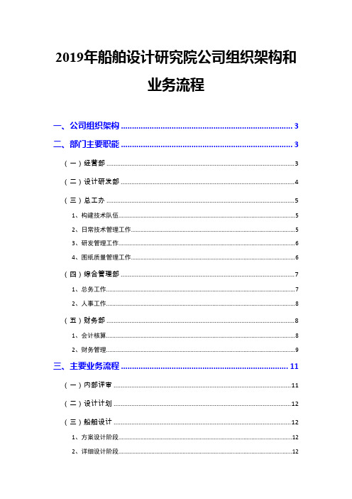 2019年船舶设计研究院公司组织架构和业务流程