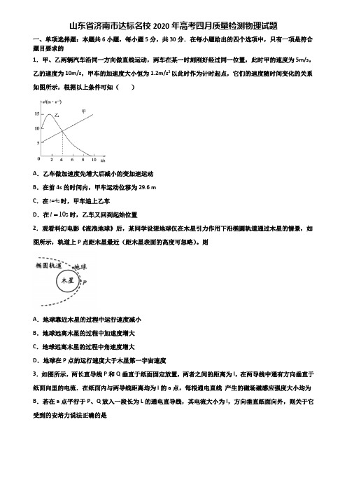 山东省济南市达标名校2020年高考四月质量检测物理试题含解析