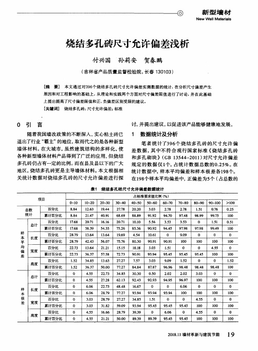 烧结多孔砖尺寸允许偏差浅析