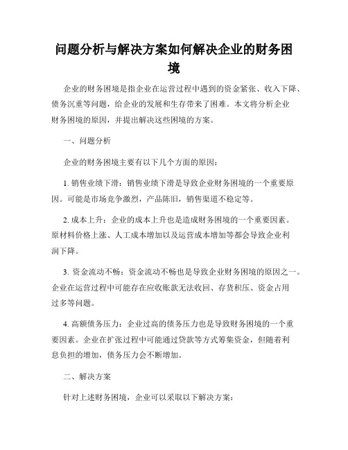 问题分析与解决方案如何解决企业的财务困境