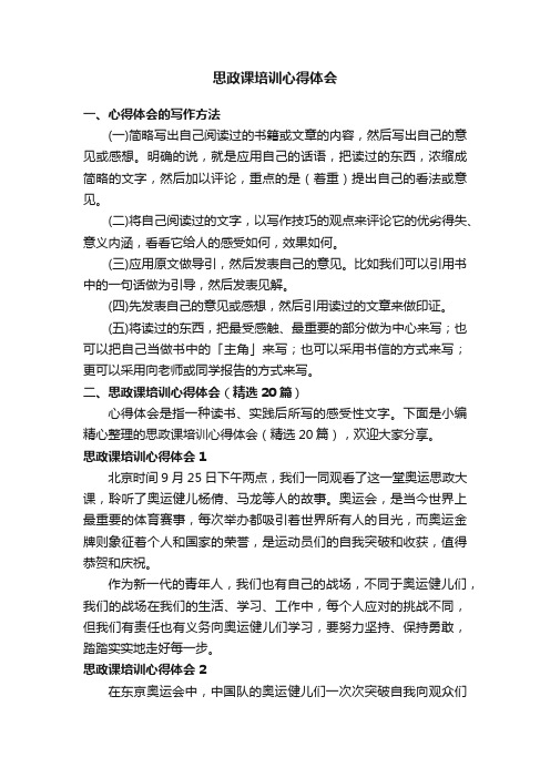 思政课培训心得体会（精选20篇）